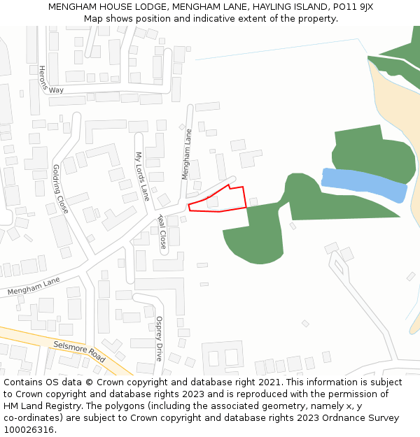 MENGHAM HOUSE LODGE, MENGHAM LANE, HAYLING ISLAND, PO11 9JX: Location map and indicative extent of plot