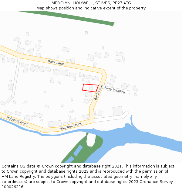 MERIDIAN, HOLYWELL, ST IVES, PE27 4TG: Location map and indicative extent of plot