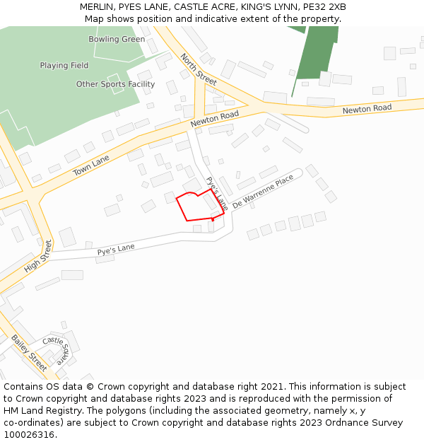 MERLIN, PYES LANE, CASTLE ACRE, KING'S LYNN, PE32 2XB: Location map and indicative extent of plot