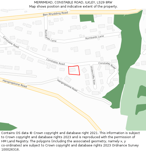 MERRIMEAD, CONSTABLE ROAD, ILKLEY, LS29 8RW: Location map and indicative extent of plot