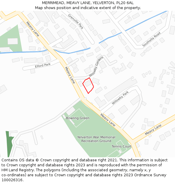 MERRIMEAD, MEAVY LANE, YELVERTON, PL20 6AL: Location map and indicative extent of plot
