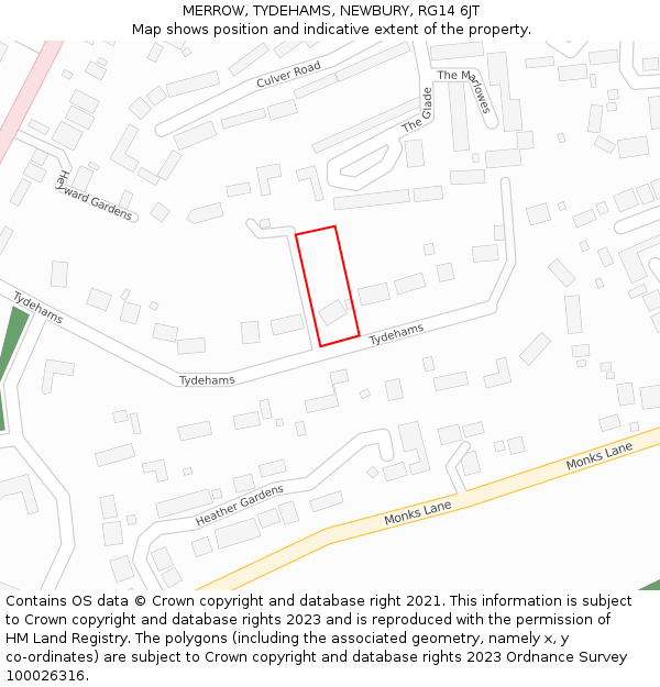 MERROW, TYDEHAMS, NEWBURY, RG14 6JT: Location map and indicative extent of plot