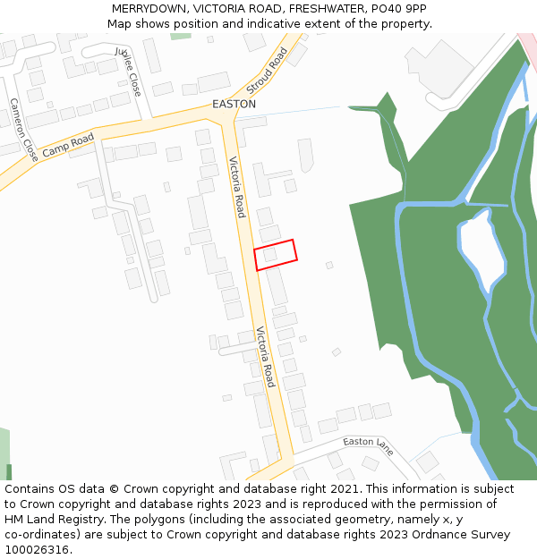 MERRYDOWN, VICTORIA ROAD, FRESHWATER, PO40 9PP: Location map and indicative extent of plot