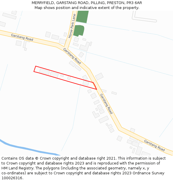 MERRYFIELD, GARSTANG ROAD, PILLING, PRESTON, PR3 6AR: Location map and indicative extent of plot
