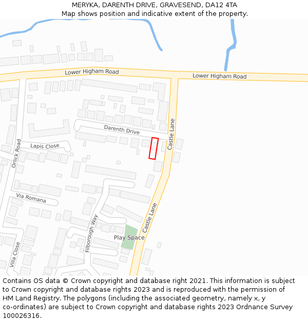 MERYKA, DARENTH DRIVE, GRAVESEND, DA12 4TA: Location map and indicative extent of plot