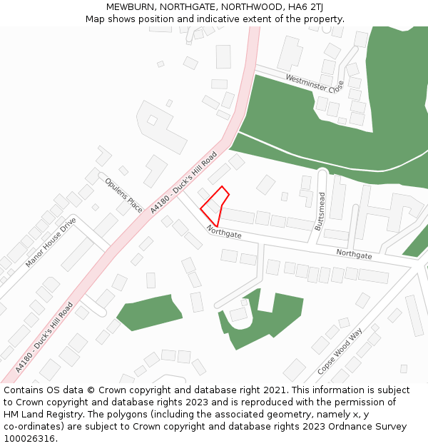 MEWBURN, NORTHGATE, NORTHWOOD, HA6 2TJ: Location map and indicative extent of plot