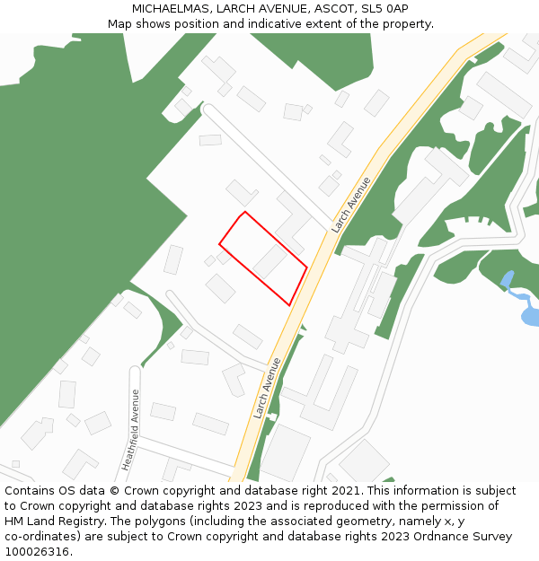 MICHAELMAS, LARCH AVENUE, ASCOT, SL5 0AP: Location map and indicative extent of plot