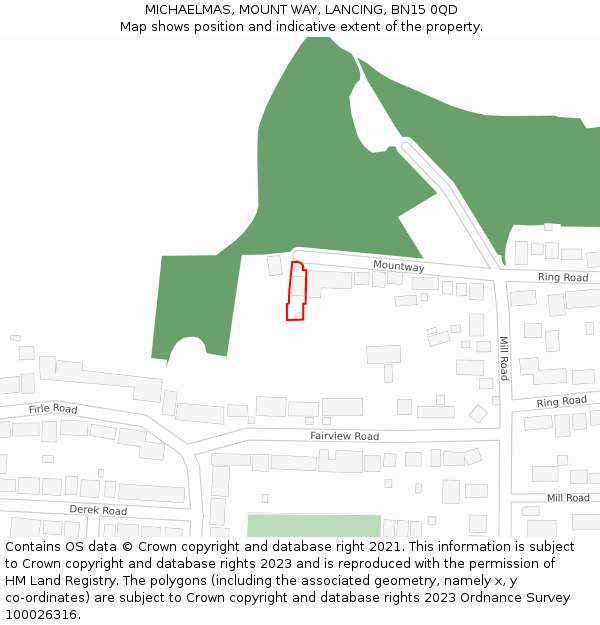 MICHAELMAS, MOUNT WAY, LANCING, BN15 0QD: Location map and indicative extent of plot