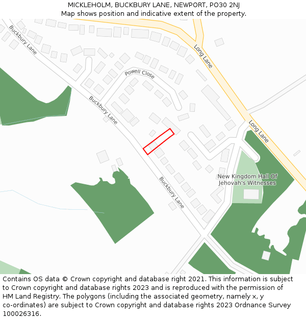 MICKLEHOLM, BUCKBURY LANE, NEWPORT, PO30 2NJ: Location map and indicative extent of plot