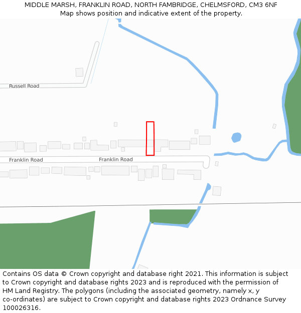 MIDDLE MARSH, FRANKLIN ROAD, NORTH FAMBRIDGE, CHELMSFORD, CM3 6NF: Location map and indicative extent of plot