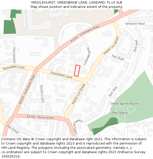 MIDDLEHURST, GREENBANK LANE, LISKEARD, PL14 3LB: Location map and indicative extent of plot