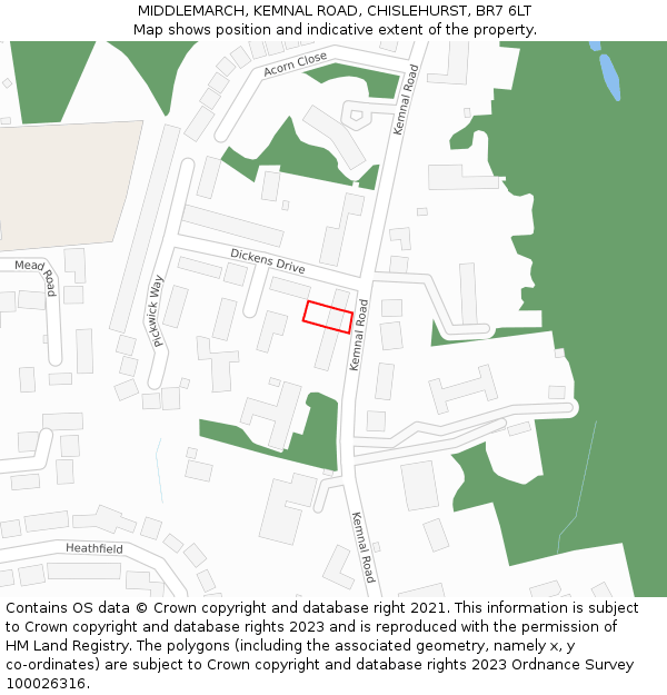 MIDDLEMARCH, KEMNAL ROAD, CHISLEHURST, BR7 6LT: Location map and indicative extent of plot