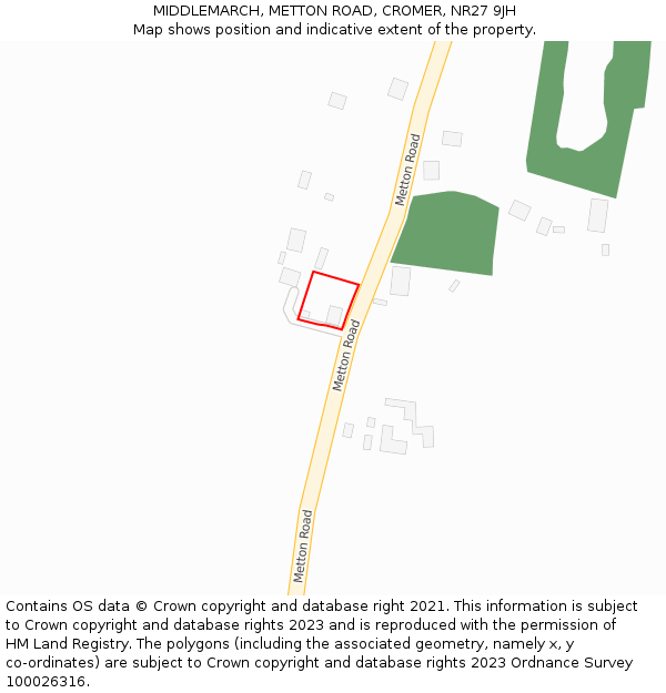 MIDDLEMARCH, METTON ROAD, CROMER, NR27 9JH: Location map and indicative extent of plot