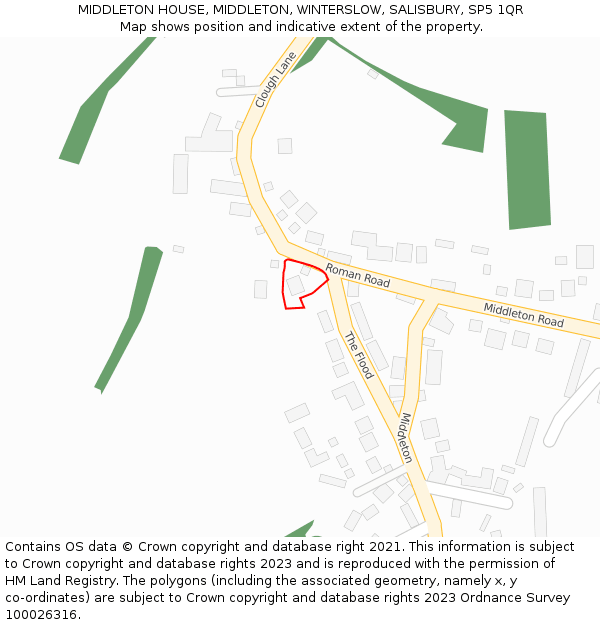 MIDDLETON HOUSE, MIDDLETON, WINTERSLOW, SALISBURY, SP5 1QR: Location map and indicative extent of plot