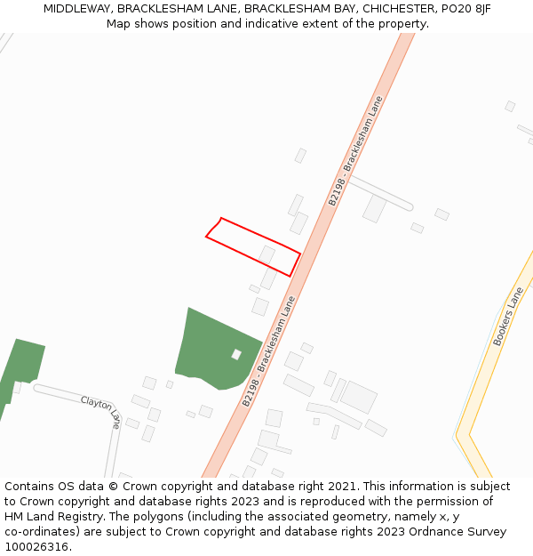 MIDDLEWAY, BRACKLESHAM LANE, BRACKLESHAM BAY, CHICHESTER, PO20 8JF: Location map and indicative extent of plot