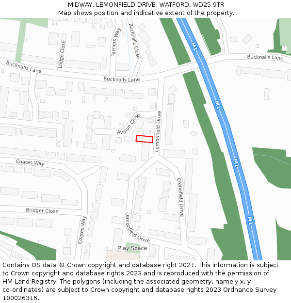 MIDWAY, LEMONFIELD DRIVE, WATFORD, WD25 9TR: Location map and indicative extent of plot
