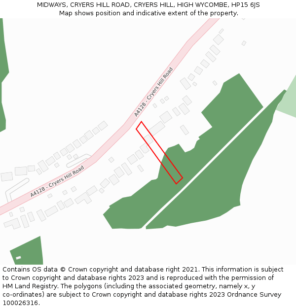 MIDWAYS, CRYERS HILL ROAD, CRYERS HILL, HIGH WYCOMBE, HP15 6JS: Location map and indicative extent of plot