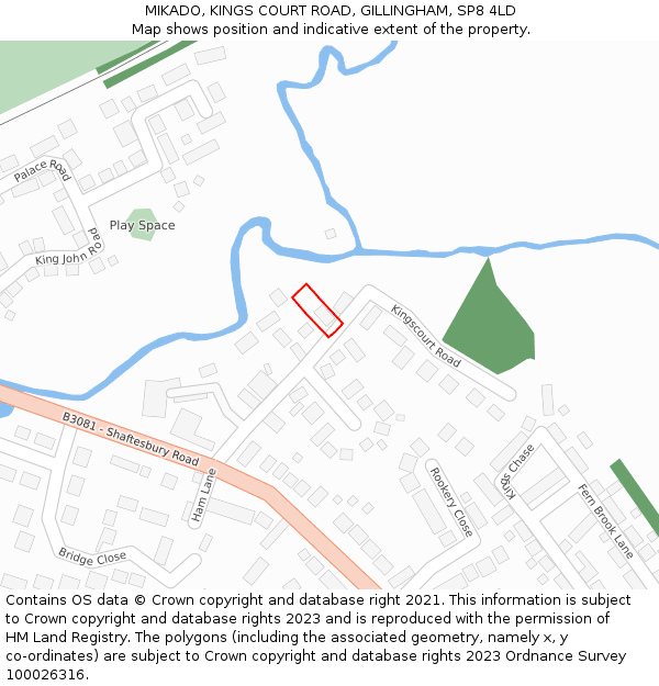 MIKADO, KINGS COURT ROAD, GILLINGHAM, SP8 4LD: Location map and indicative extent of plot