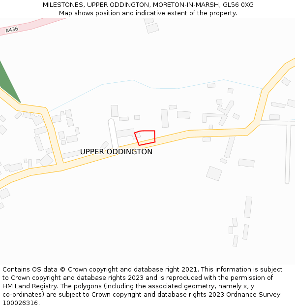 MILESTONES, UPPER ODDINGTON, MORETON-IN-MARSH, GL56 0XG: Location map and indicative extent of plot