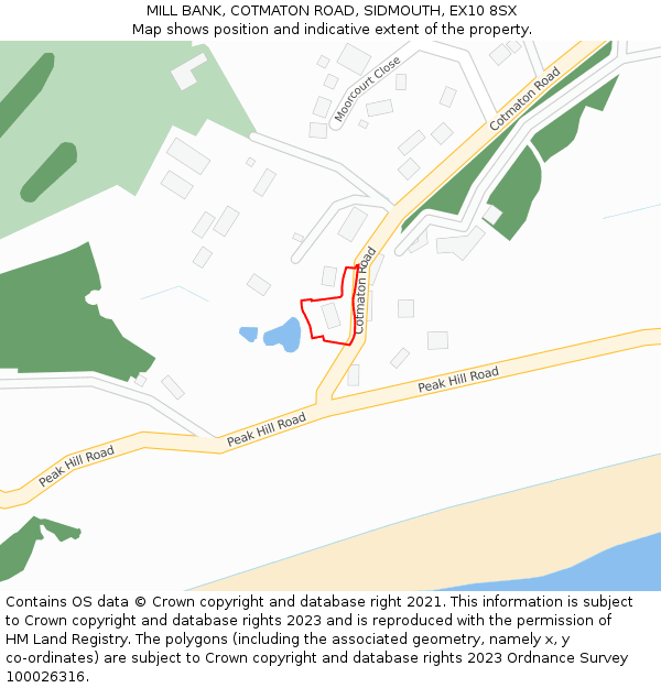 MILL BANK, COTMATON ROAD, SIDMOUTH, EX10 8SX: Location map and indicative extent of plot