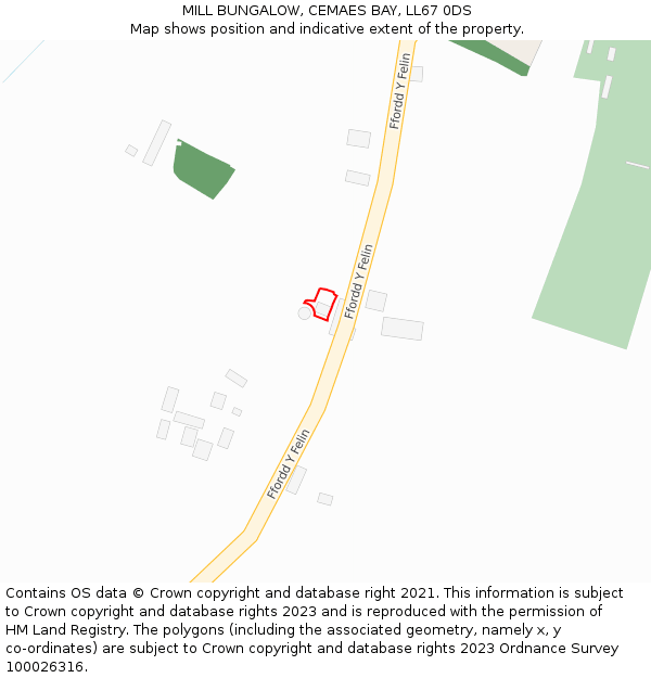 MILL BUNGALOW, CEMAES BAY, LL67 0DS: Location map and indicative extent of plot