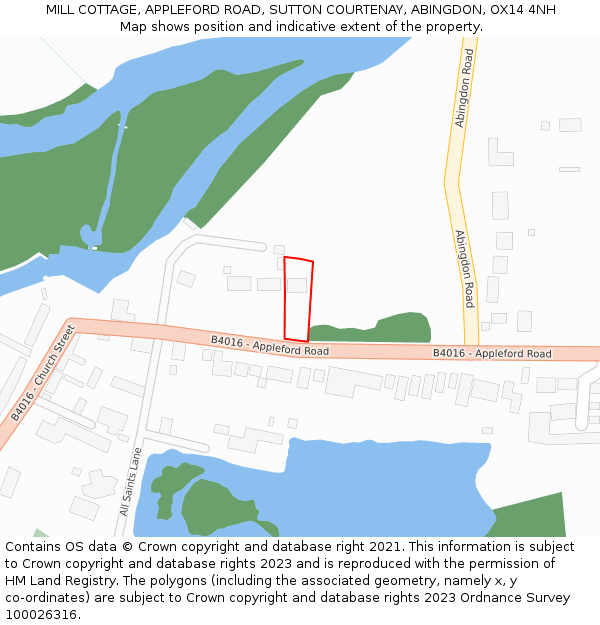 MILL COTTAGE, APPLEFORD ROAD, SUTTON COURTENAY, ABINGDON, OX14 4NH: Location map and indicative extent of plot