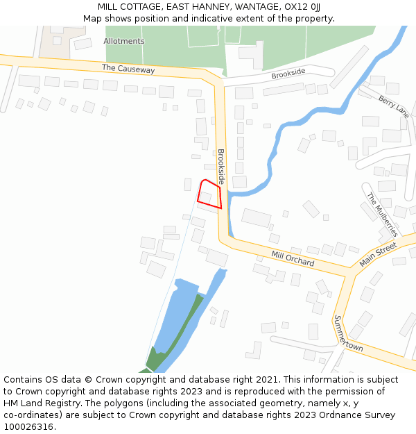 MILL COTTAGE, EAST HANNEY, WANTAGE, OX12 0JJ: Location map and indicative extent of plot