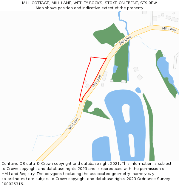 MILL COTTAGE, MILL LANE, WETLEY ROCKS, STOKE-ON-TRENT, ST9 0BW: Location map and indicative extent of plot