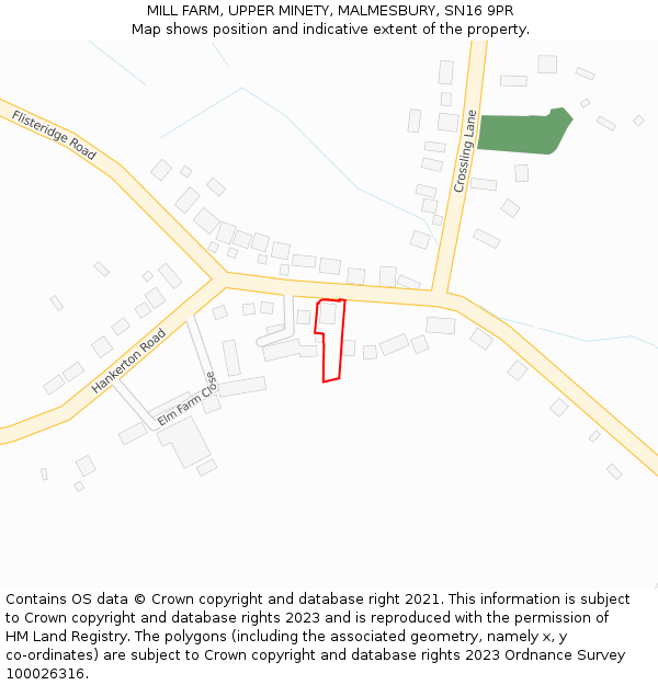 MILL FARM, UPPER MINETY, MALMESBURY, SN16 9PR: Location map and indicative extent of plot