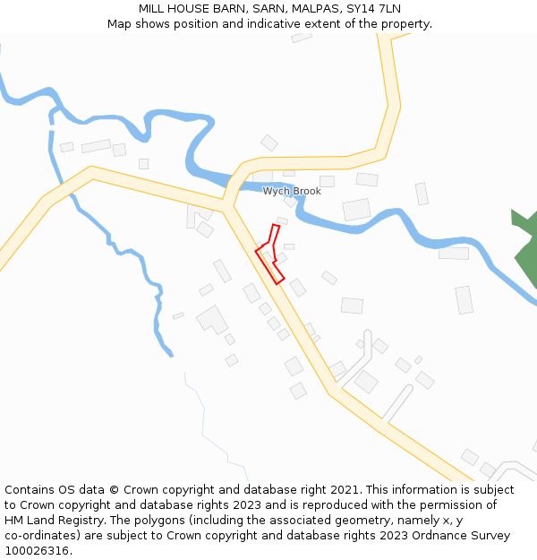 MILL HOUSE BARN, SARN, MALPAS, SY14 7LN: Location map and indicative extent of plot