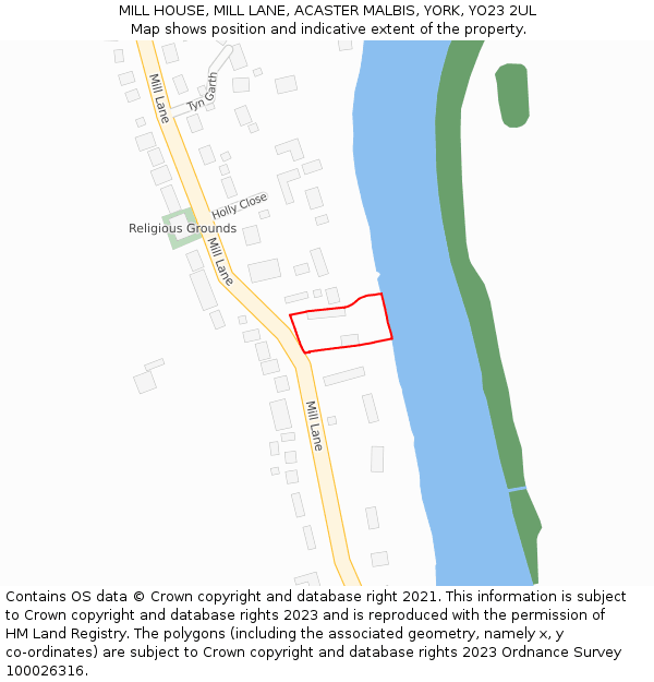 MILL HOUSE, MILL LANE, ACASTER MALBIS, YORK, YO23 2UL: Location map and indicative extent of plot