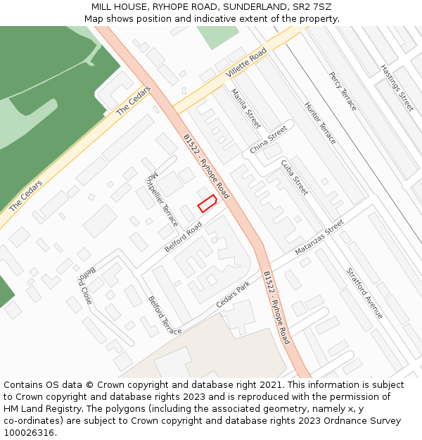 MILL HOUSE, RYHOPE ROAD, SUNDERLAND, SR2 7SZ: Location map and indicative extent of plot