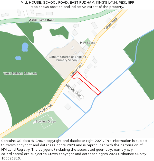 MILL HOUSE, SCHOOL ROAD, EAST RUDHAM, KING'S LYNN, PE31 8RF: Location map and indicative extent of plot