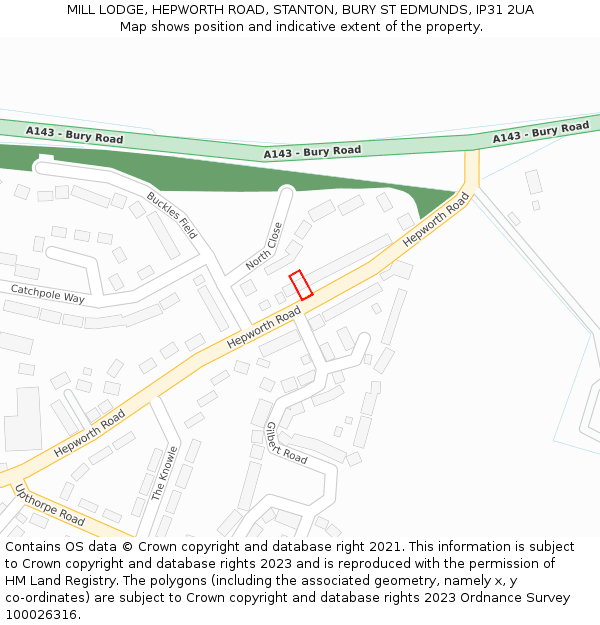 MILL LODGE, HEPWORTH ROAD, STANTON, BURY ST EDMUNDS, IP31 2UA: Location map and indicative extent of plot