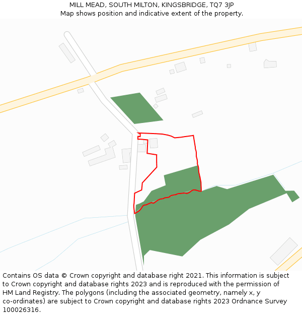 MILL MEAD, SOUTH MILTON, KINGSBRIDGE, TQ7 3JP: Location map and indicative extent of plot