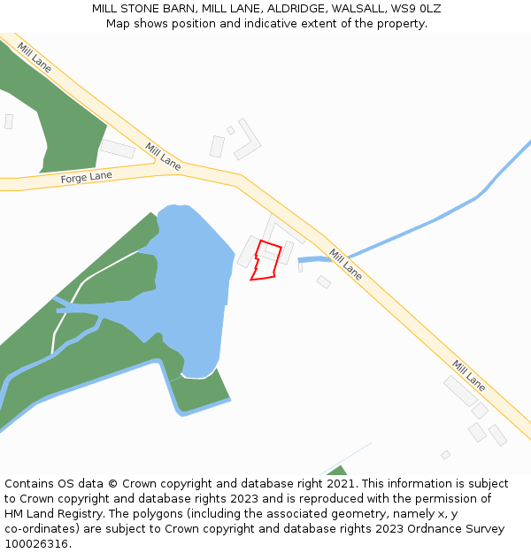 MILL STONE BARN, MILL LANE, ALDRIDGE, WALSALL, WS9 0LZ: Location map and indicative extent of plot