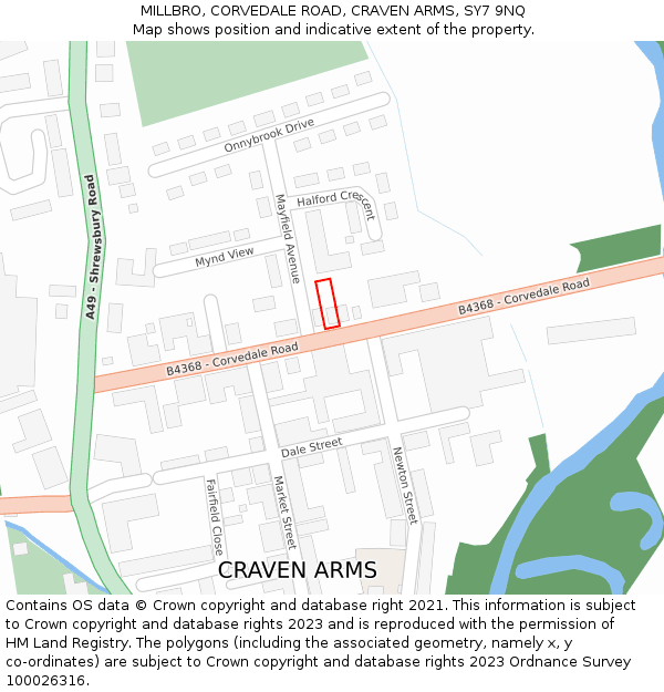 MILLBRO, CORVEDALE ROAD, CRAVEN ARMS, SY7 9NQ: Location map and indicative extent of plot