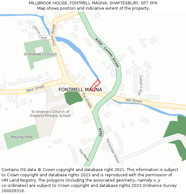 MILLBROOK HOUSE, FONTMELL MAGNA, SHAFTESBURY, SP7 0PA: Location map and indicative extent of plot