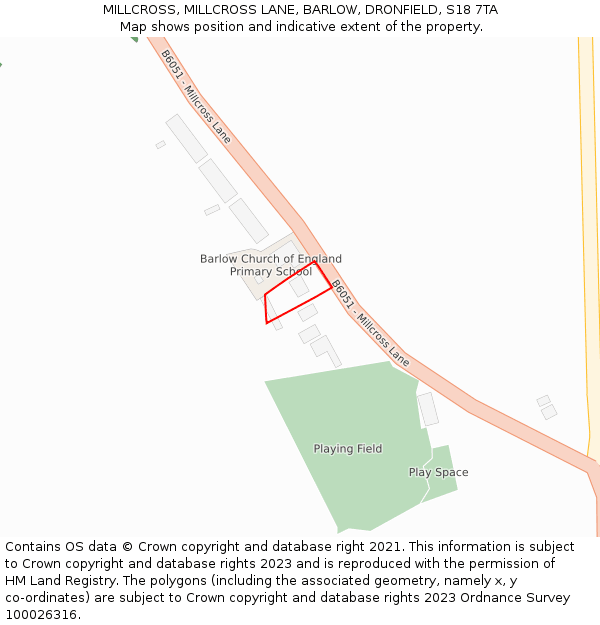 MILLCROSS, MILLCROSS LANE, BARLOW, DRONFIELD, S18 7TA: Location map and indicative extent of plot