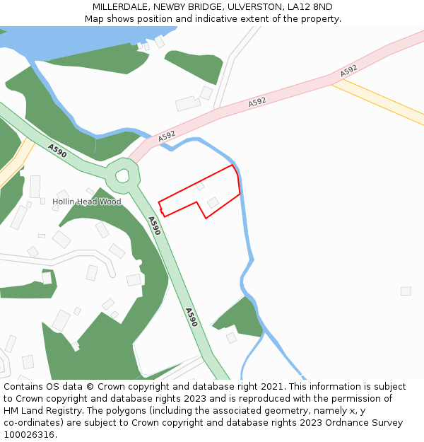 MILLERDALE, NEWBY BRIDGE, ULVERSTON, LA12 8ND: Location map and indicative extent of plot