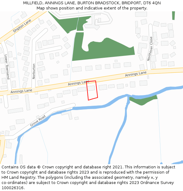 MILLFIELD, ANNINGS LANE, BURTON BRADSTOCK, BRIDPORT, DT6 4QN: Location map and indicative extent of plot