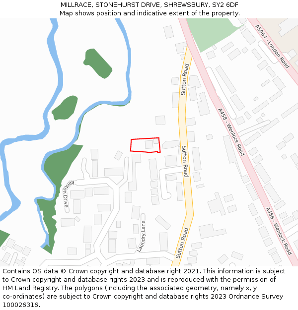 MILLRACE, STONEHURST DRIVE, SHREWSBURY, SY2 6DF: Location map and indicative extent of plot