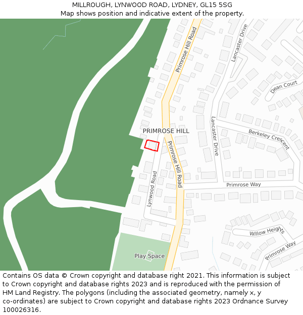 MILLROUGH, LYNWOOD ROAD, LYDNEY, GL15 5SG: Location map and indicative extent of plot