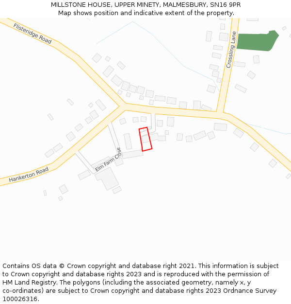 MILLSTONE HOUSE, UPPER MINETY, MALMESBURY, SN16 9PR: Location map and indicative extent of plot