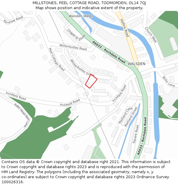 MILLSTONES, PEEL COTTAGE ROAD, TODMORDEN, OL14 7QJ: Location map and indicative extent of plot