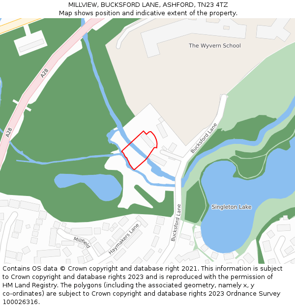 MILLVIEW, BUCKSFORD LANE, ASHFORD, TN23 4TZ: Location map and indicative extent of plot