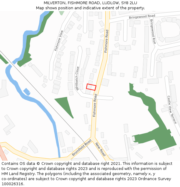 MILVERTON, FISHMORE ROAD, LUDLOW, SY8 2LU: Location map and indicative extent of plot