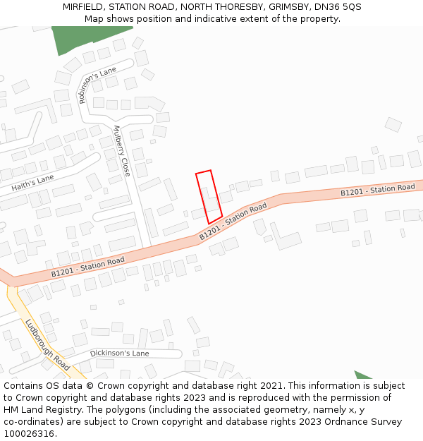 MIRFIELD, STATION ROAD, NORTH THORESBY, GRIMSBY, DN36 5QS: Location map and indicative extent of plot