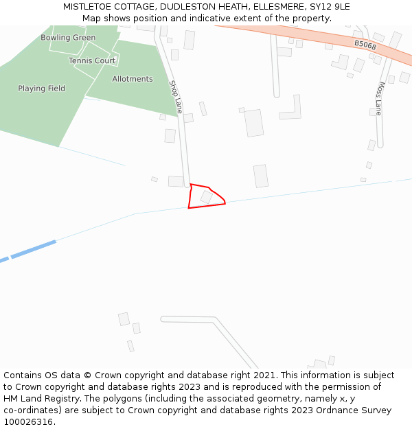 MISTLETOE COTTAGE, DUDLESTON HEATH, ELLESMERE, SY12 9LE: Location map and indicative extent of plot