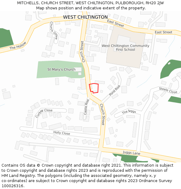 MITCHELLS, CHURCH STREET, WEST CHILTINGTON, PULBOROUGH, RH20 2JW: Location map and indicative extent of plot